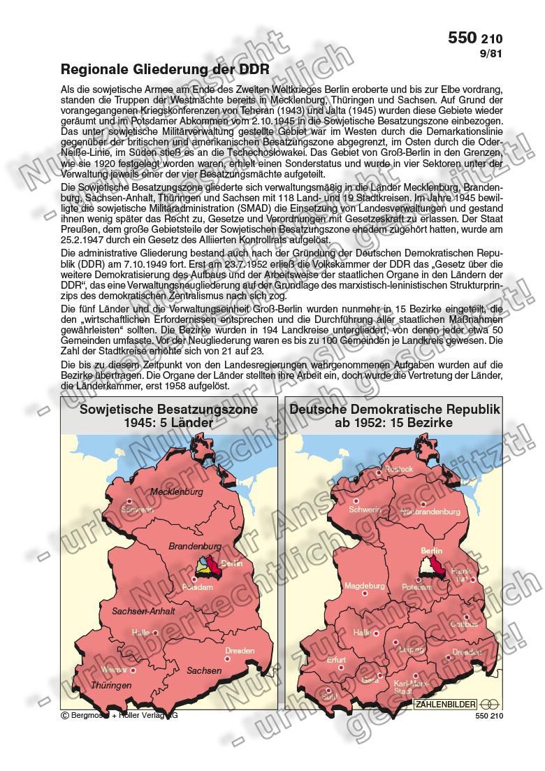 Sowjetische Besatzungszone 1945 Deutsche Demokratische Republik Seit