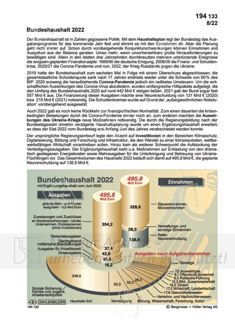 Bundeshaushalt 2022 | Öffentliche Finanzen | Politik | Deutschland ...