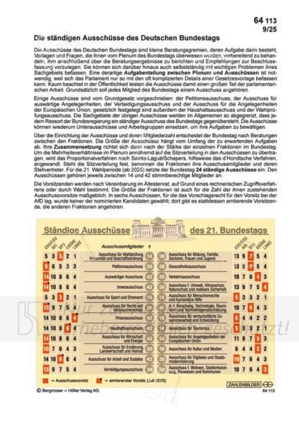 Ständige Ausschüsse des 21. Bundestags