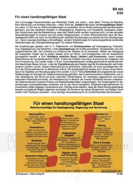 Empfehlungen für einen handlungsfähigen Staat