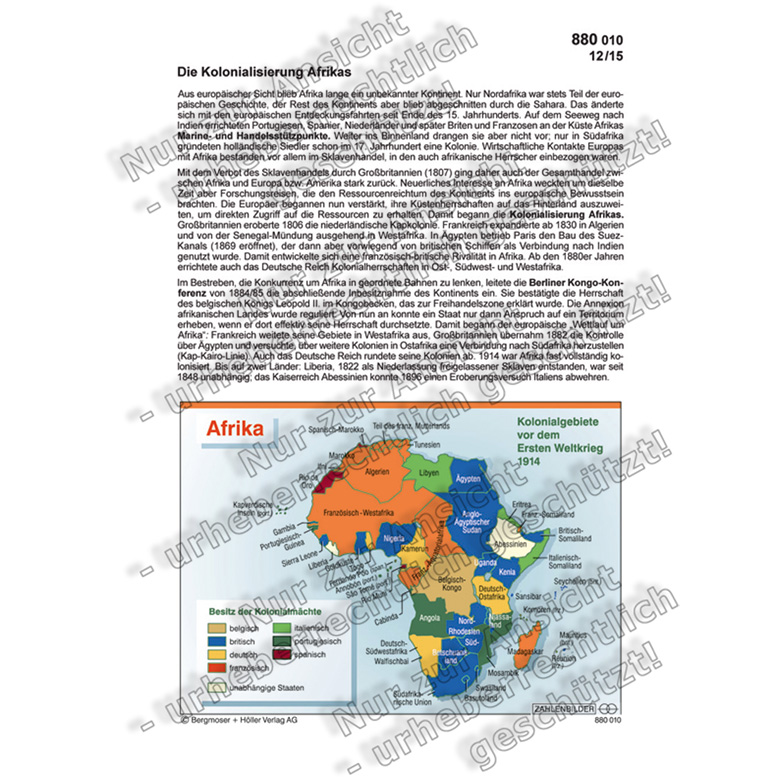 Die Kolonialisierung Afrikas Ubergreifende Darstellungen Afrika Welt Zahlenbilder