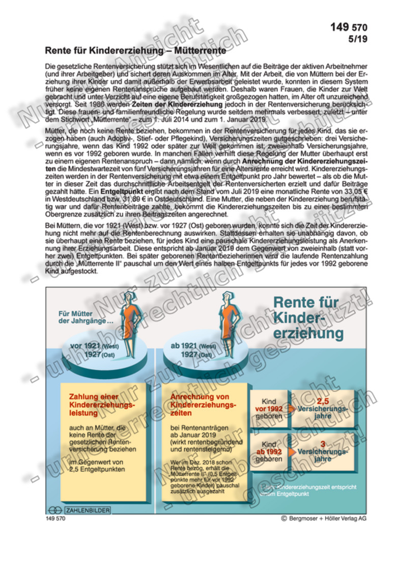 Rente Fur Kindererziehung Mutterrente Sozialpolitik Politik Deutschland Zahlenbilder