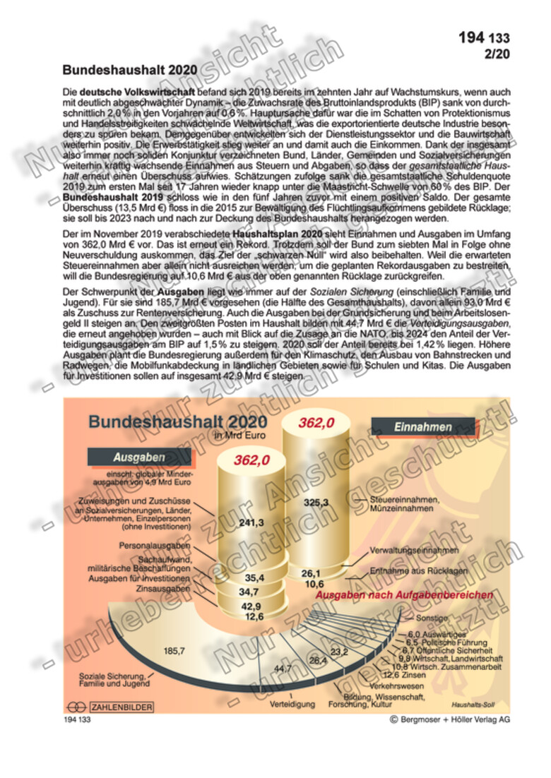 Bundeshaushalt 2020 | Öffentliche Finanzen | Politik ...