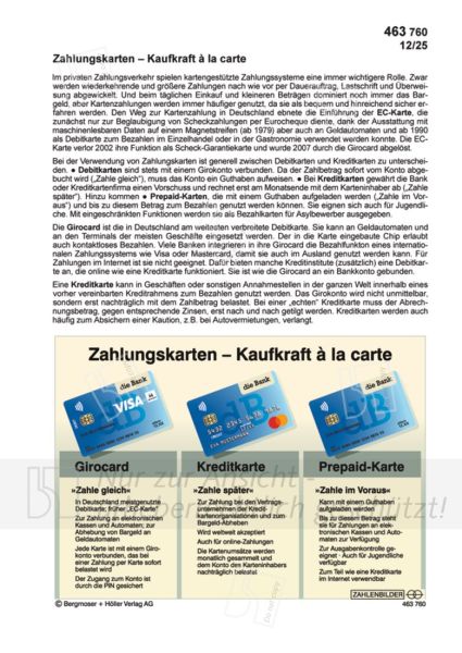 Zahlungskarten - Kaufkraft à la carte
