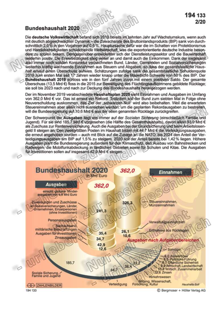 Bundeshaushalt 2020 | Öffentliche Finanzen | Politik | Deutschland ...