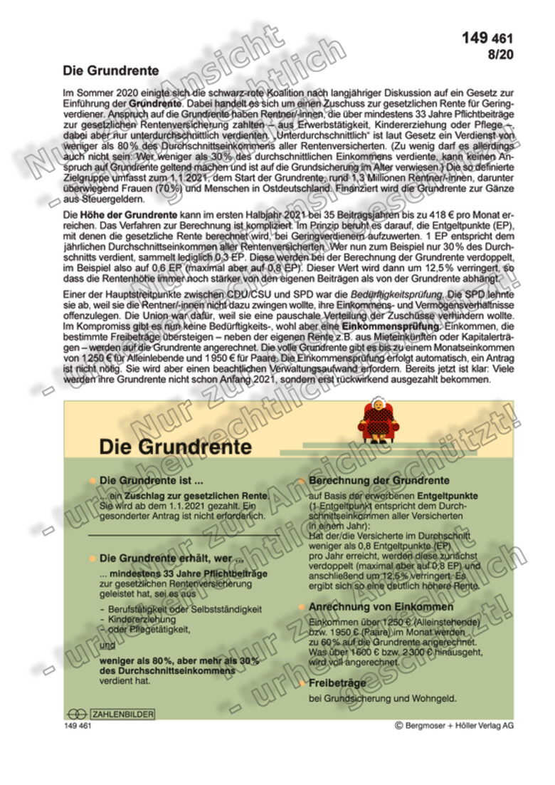 Die Grundrente Sozialpolitik Politik Deutschland Zahlenbilder